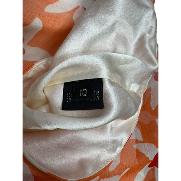 Ralph Lauren Black Label Silk Pants Womens Size 10 Floral Flowy Orange Lined - Picture 4 of 10